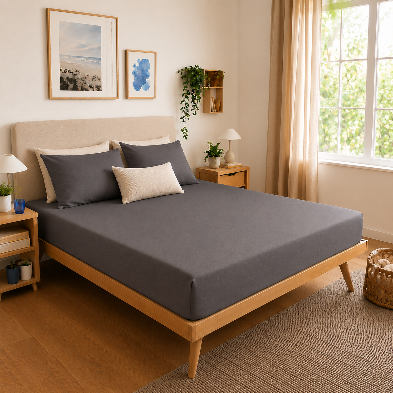 Drap Housse Protège-Matelas 2 en 1 | Imperméable | 100% Coton 57 Fils OEKO-TEX® | Bonnet 30 cm JLB Home