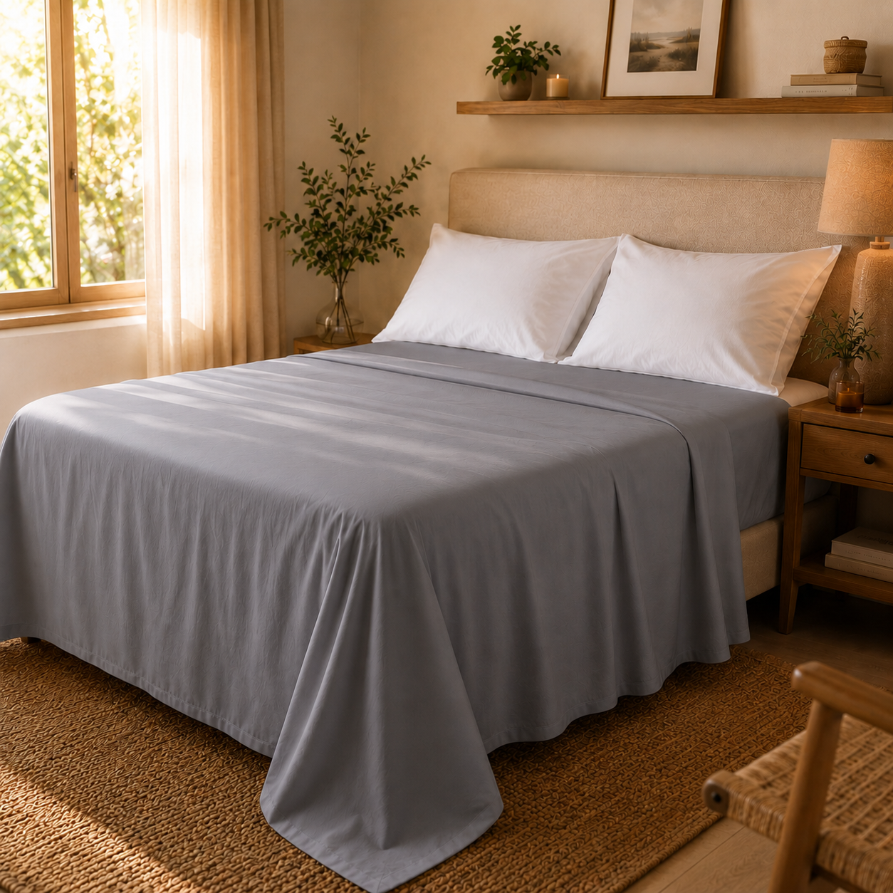 Drap Plat Percale 80 Fils | Toucher Frais & Soyeux | 4 Coloris | 3 Tailles JLB Home