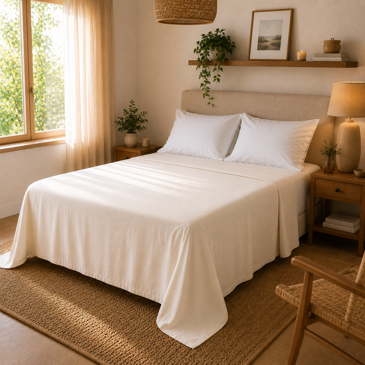 Drap Plat Percale 80 Fils | Toucher Frais & Soyeux | 4 Coloris | 3 Tailles JLB Home