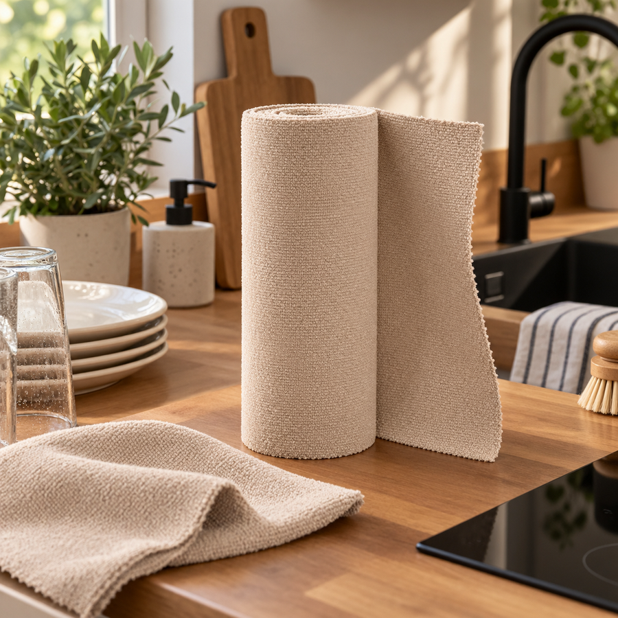Rouleau de 12 torchons microfibre réutilisables 30x30 cm, JLBhome