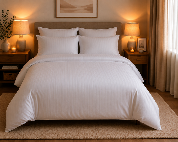 Housse de Couette Coton & Bande Satin 80 Fils | Facile à Entretenir | 3 Tailles JLB Home