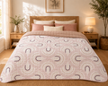 Couvre-Lit Réversible 220x240 | Motif Arches & Uni Rose Poudré | 100% Polyester JLB Home