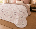 Couvre-Lit Réversible 220x240 | Motif Arches & Uni Rose Poudré | 100% Polyester JLB Home