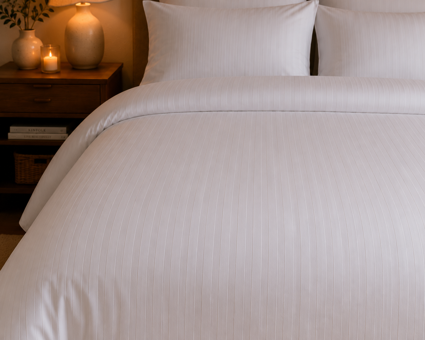 Housse de Couette Coton & Bande Satin 80 Fils | Facile à Entretenir | 3 Tailles JLB Home