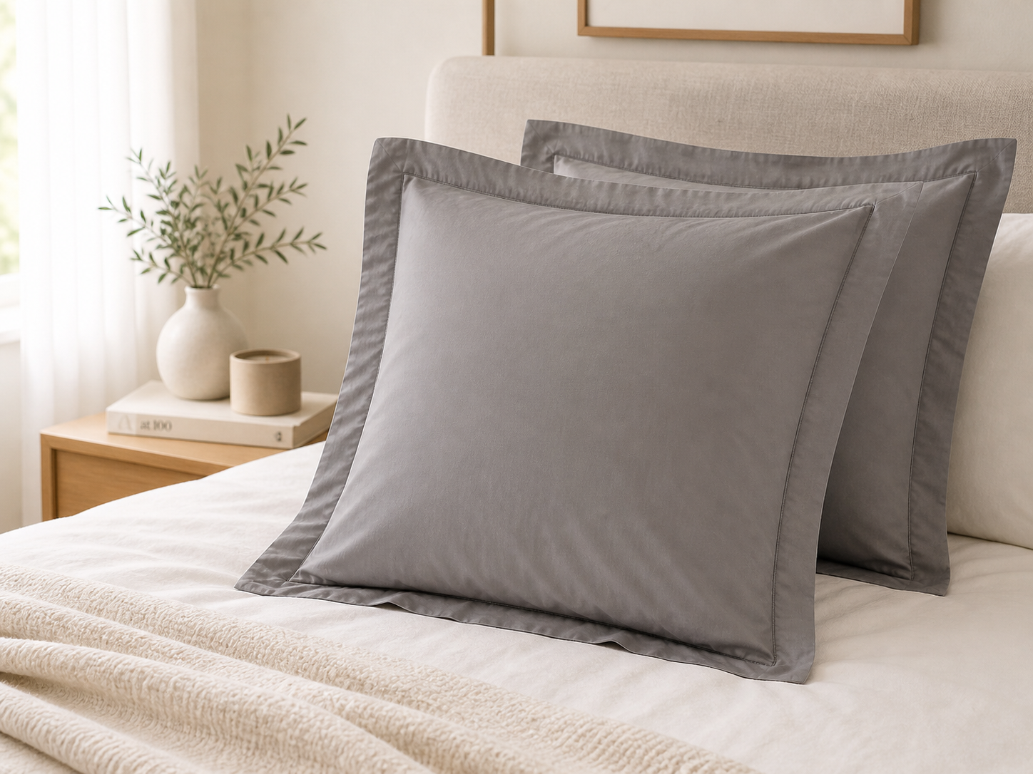 Lot de 2 Taies d'Oreiller 100% Coton Peigné — Percale 80 Fils | Certifiées OEKO-TEX | JLB Home JLB Home