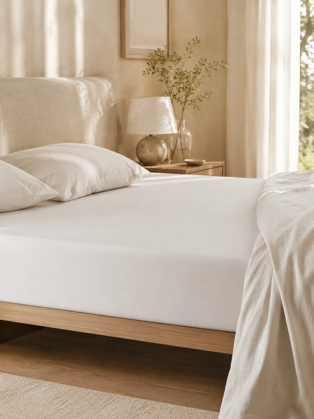 Drap Housse 100% Coton Peigné — Percale 80 Fils | Certifié OEKO-TEX | Bonnet 35cm | JLB Home JLB Home
