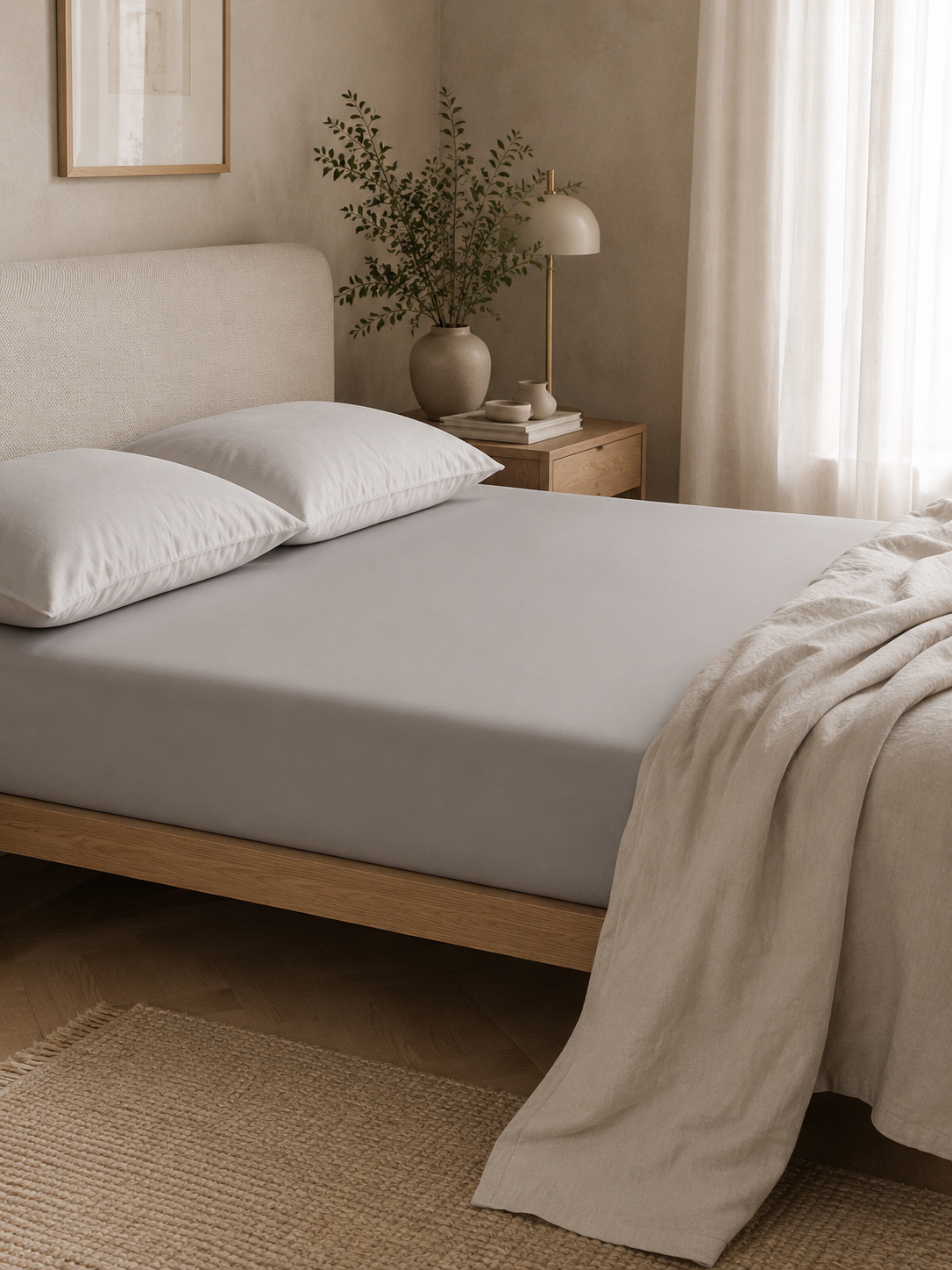 Drap Housse 100% Coton Peigné — Percale 80 Fils | Certifié OEKO-TEX | Bonnet 35cm | JLB Home JLB Home