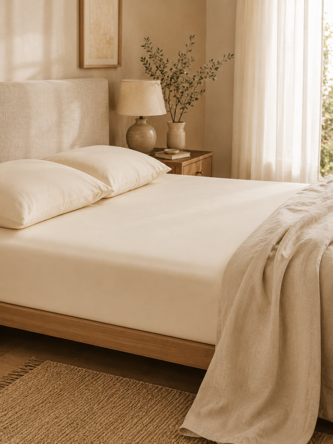 Drap Housse 100% Coton Peigné — Percale 80 Fils | Certifié OEKO-TEX | Bonnet 35cm | JLB Home JLB Home